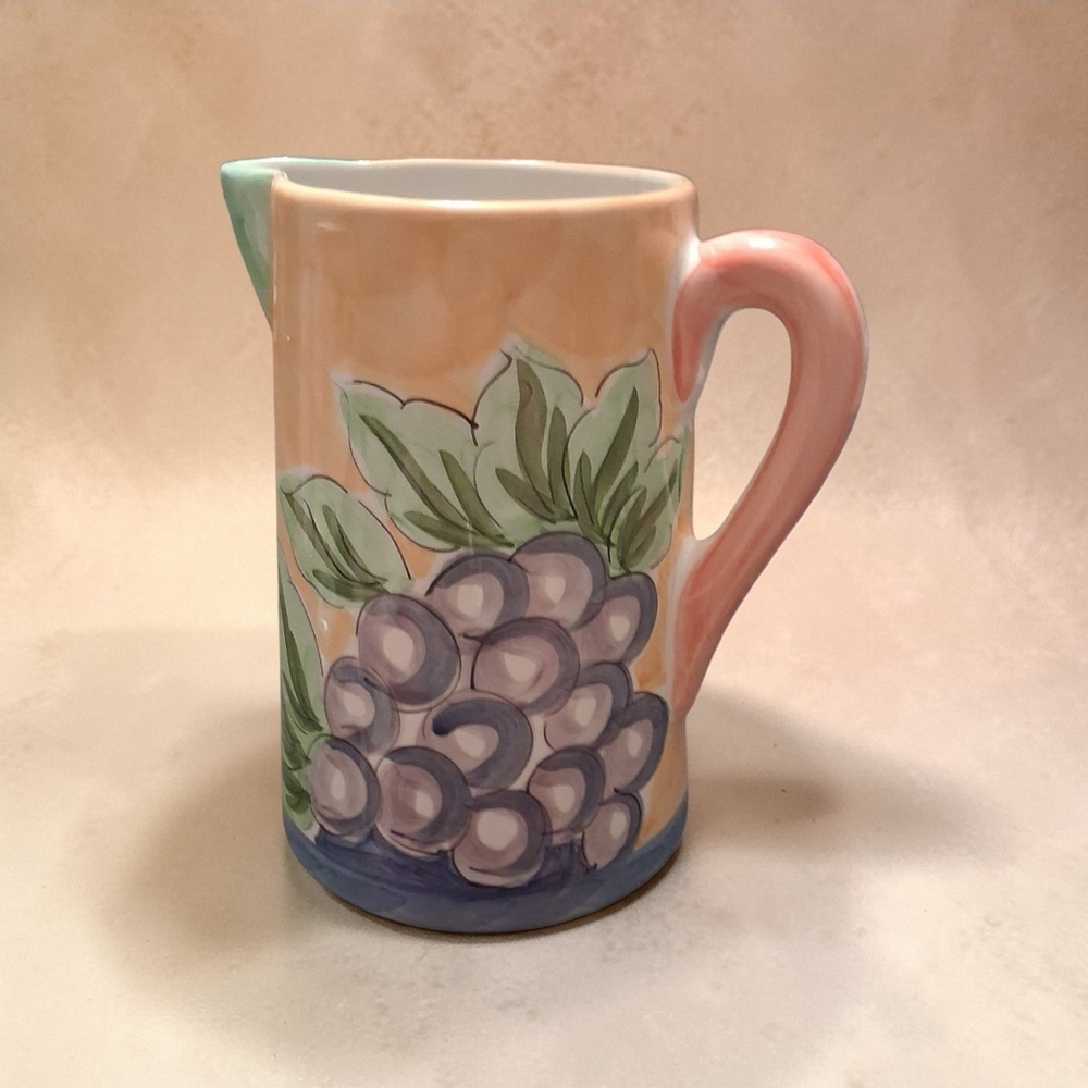 Studio Nova Vintage Multicolor Ceramic Grapes Pitcher